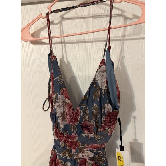 $158 Astr The Label Slate Blue Frolic Floral Cutout Maxi Dress XS A500 - Picture 6 of 9
